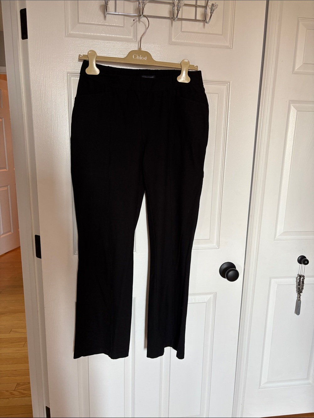 Eileen Fisher Black Straight-Leg Knit Pants